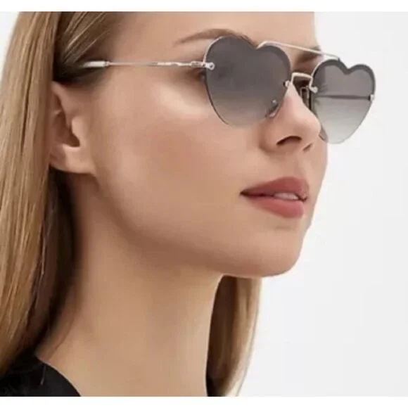 MIU MIU Heart-Shaped Mirrored Sunglasses NEW